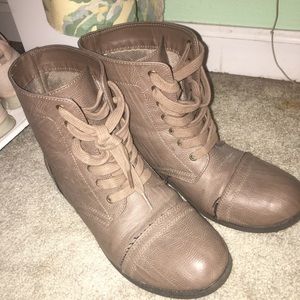 Beige/Tan Ankle Combat Boots